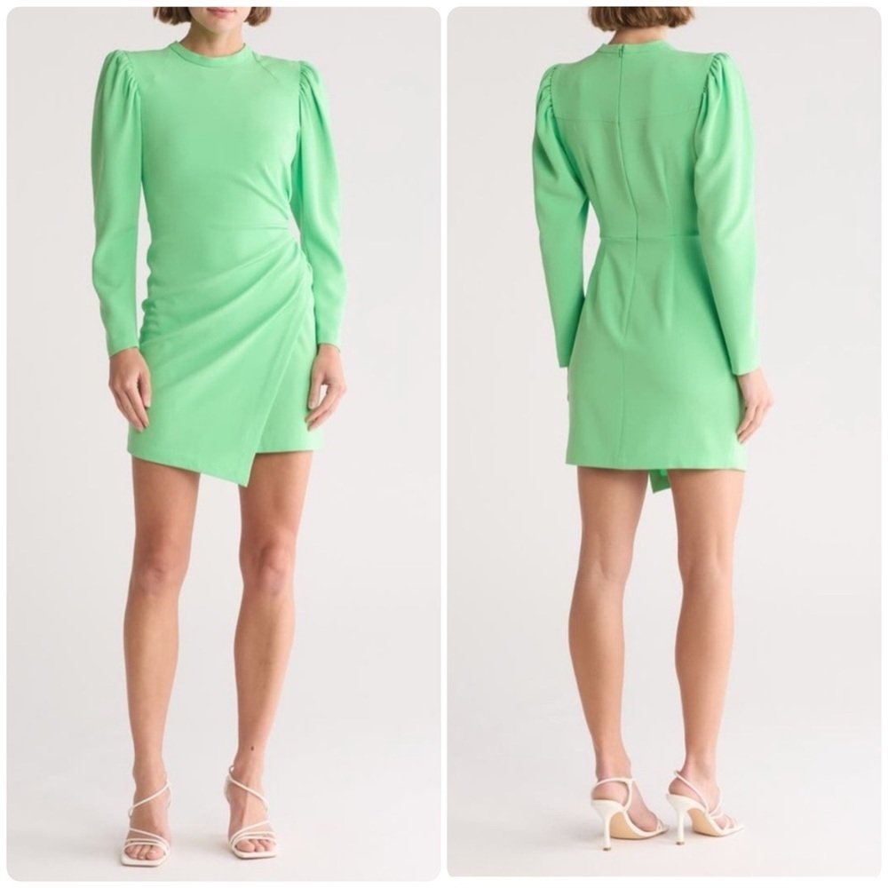 New! A.L.C. Jane Long Sleeve Ruched Asymmetrical Mini Dress 💚 00 NWT!